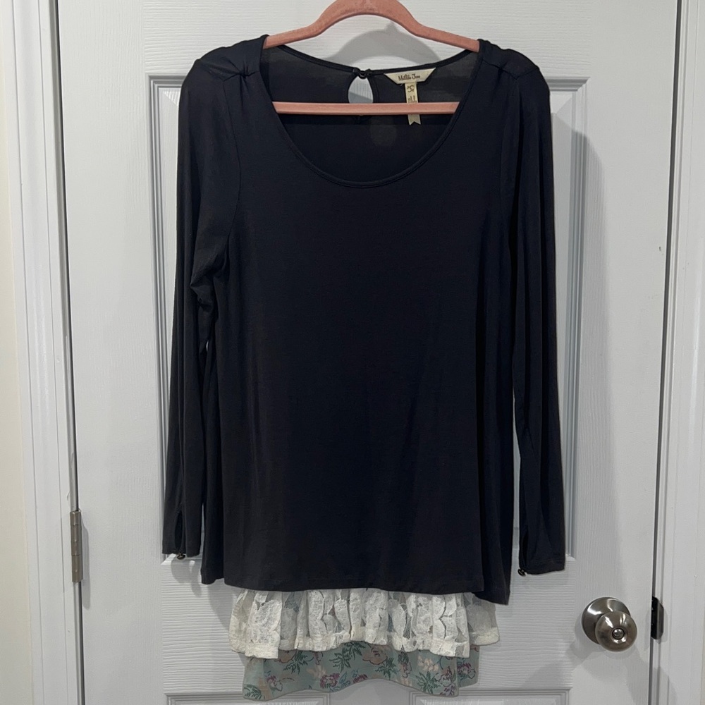 Matilda Jane Lace Layered Long Sleeve Blouse S